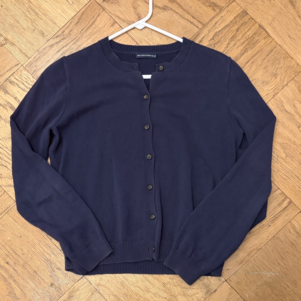 Brandy Melville Washed Navy Blue Cardigan